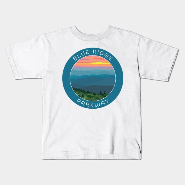 Blue Ridge Parkway Kids T-Shirt by staceycreek